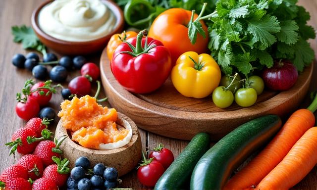 Assortment of fresh fruits and vegetables