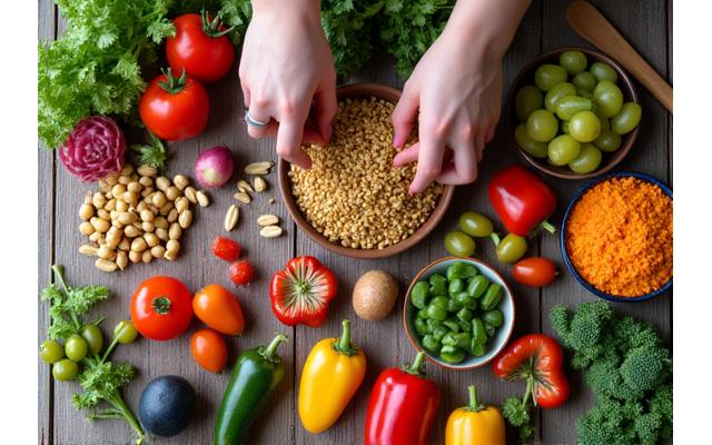 Healthy and colorful meal preparation, symbolizing adult nutrition counseling.